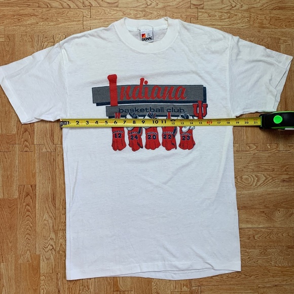 Vintage Indiana Basketball Shirt Mens L White Signal Tee Single Stitch Rare IU - Picture 9 of 9